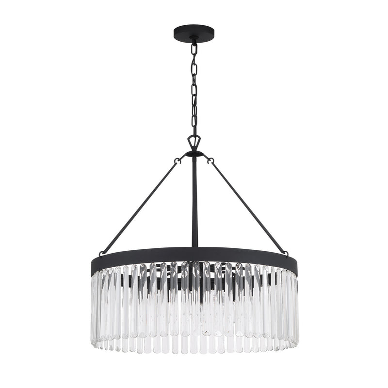 Crystorama EMO-5406-BF Eight Light Chandelier, Black Forged