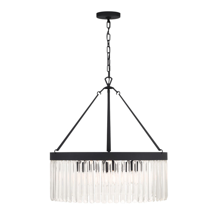 Crystorama EMO-5406-BF Eight Light Chandelier, Black Forged
