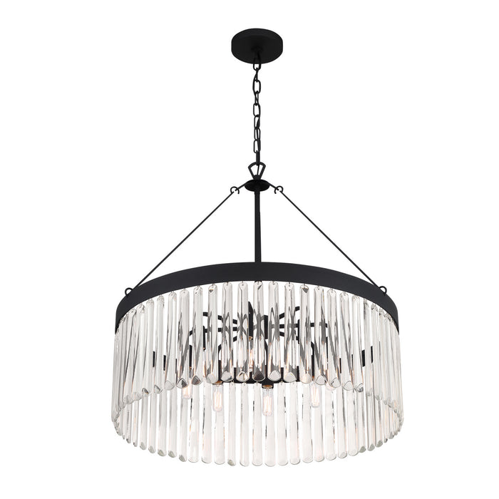 Crystorama EMO-5406-BF Eight Light Chandelier, Black Forged