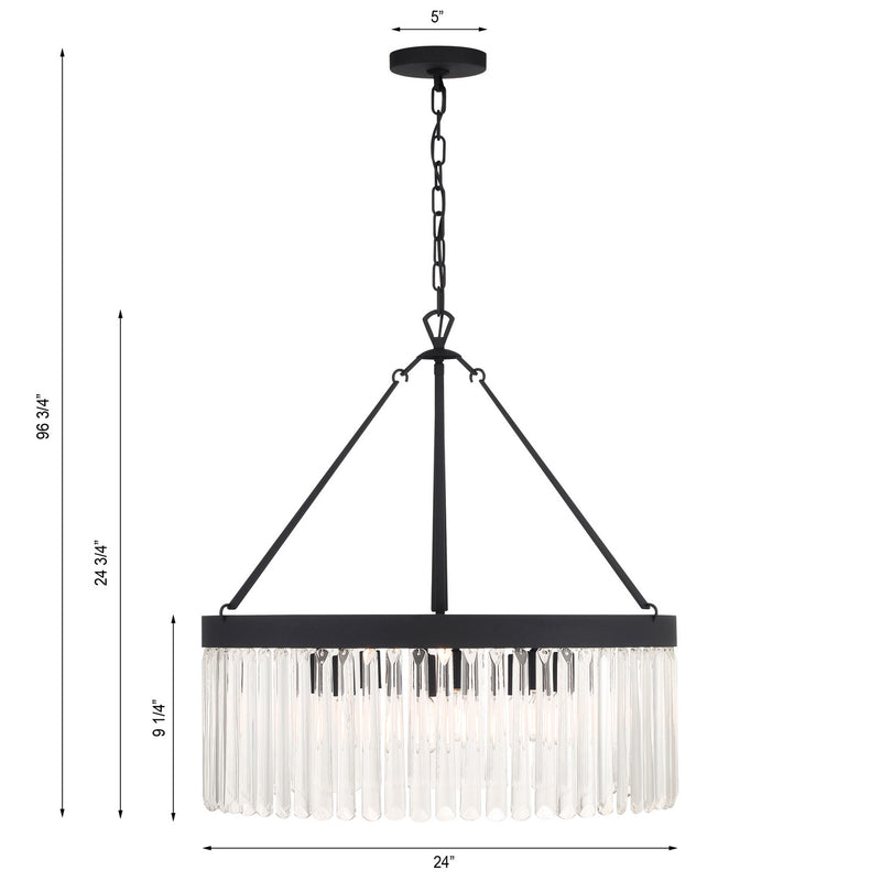 Crystorama EMO-5406-BF Eight Light Chandelier, Black Forged
