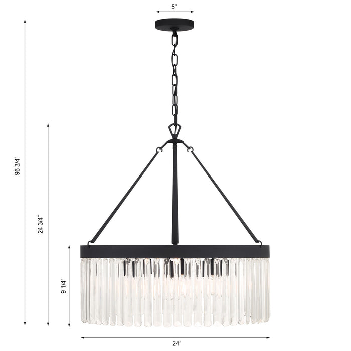 Crystorama EMO-5406-BF Eight Light Chandelier, Black Forged