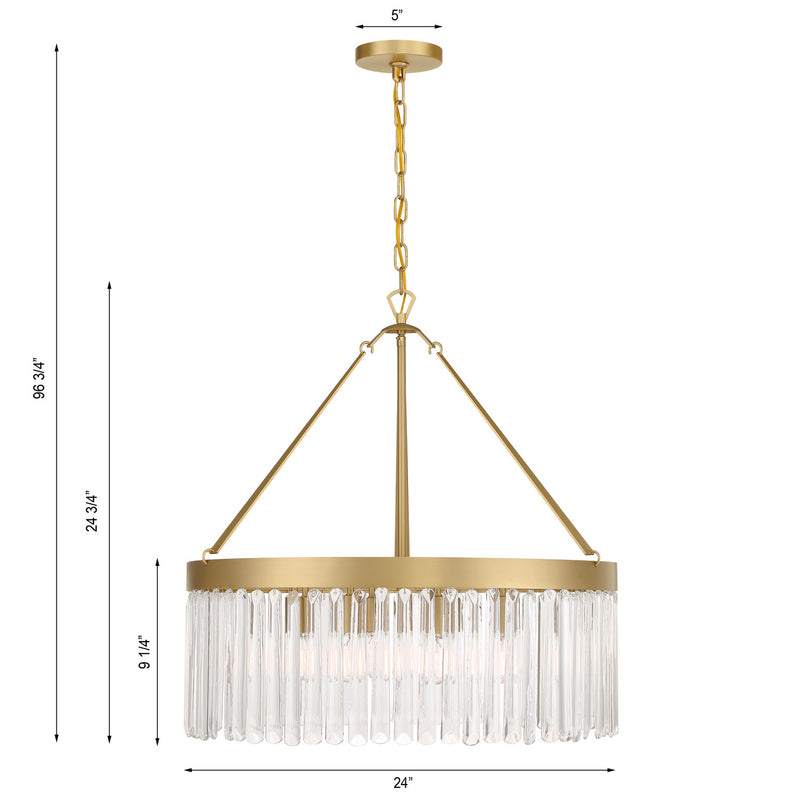 Crystorama EMO-5406-MG Eight Light Chandelier, Modern Gold