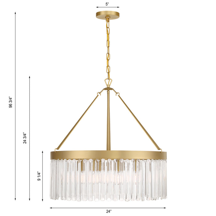 Crystorama EMO-5406-MG Eight Light Chandelier, Modern Gold