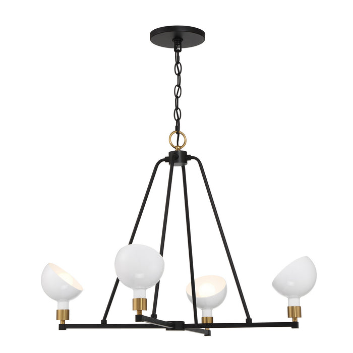Crystorama GIG-814-BK-AG Four Light Chandelier, Black + Aged Brass