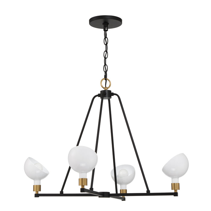Crystorama GIG-814-BK-AG Four Light Chandelier, Black + Aged Brass