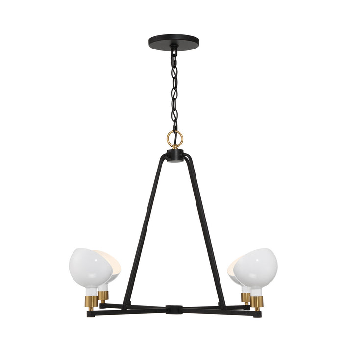 Crystorama GIG-814-BK-AG Four Light Chandelier, Black + Aged Brass