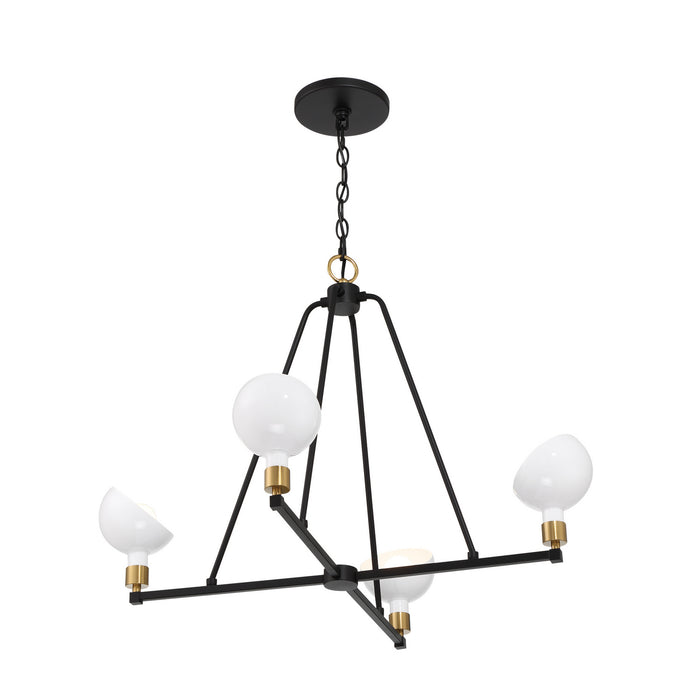 Crystorama GIG-814-BK-AG Four Light Chandelier, Black + Aged Brass