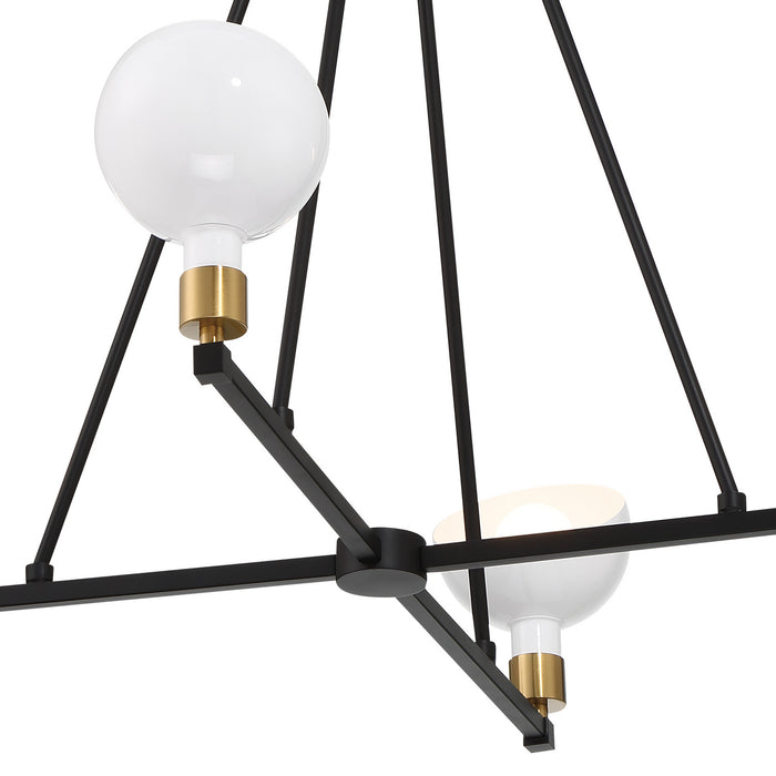 Crystorama GIG-814-BK-AG Four Light Chandelier, Black + Aged Brass