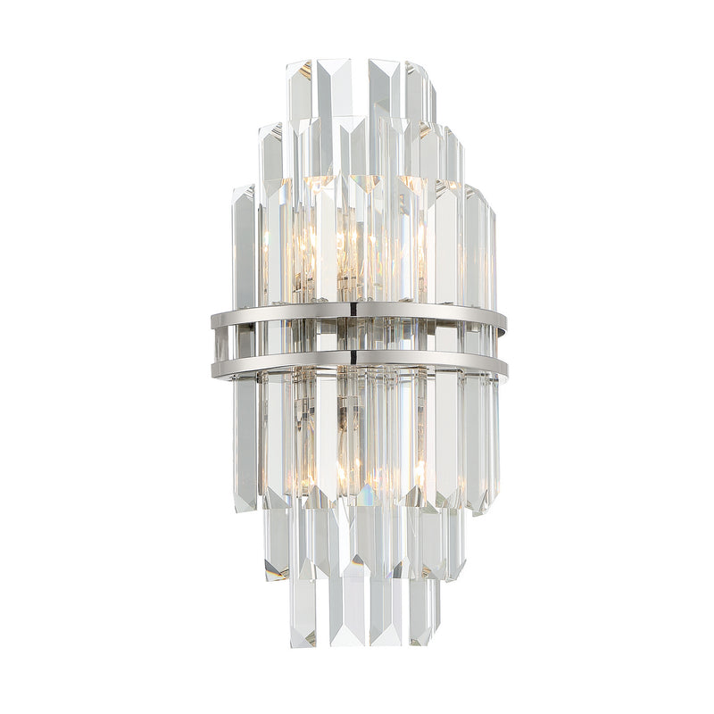 Crystorama HAY-1402-PN Two Light Wall Sconce, Polished Nickel