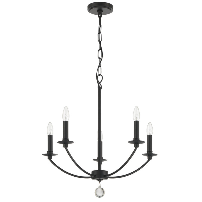 Crystorama MIL-8005-BK Five Light Chandelier, Black