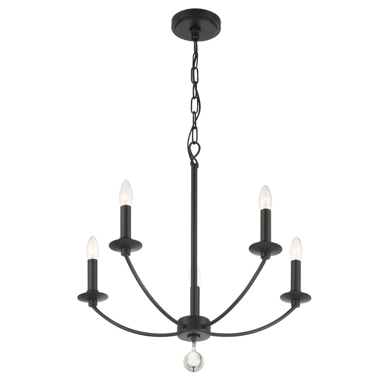 Crystorama MIL-8005-BK Five Light Chandelier, Black
