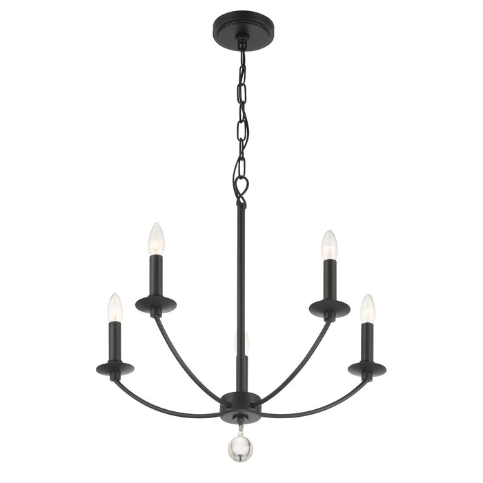 Crystorama MIL-8005-BK Five Light Chandelier, Black