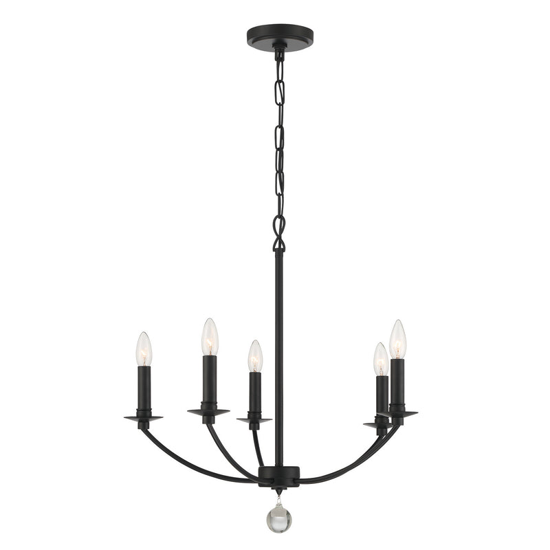 Crystorama MIL-8005-BK Five Light Chandelier, Black