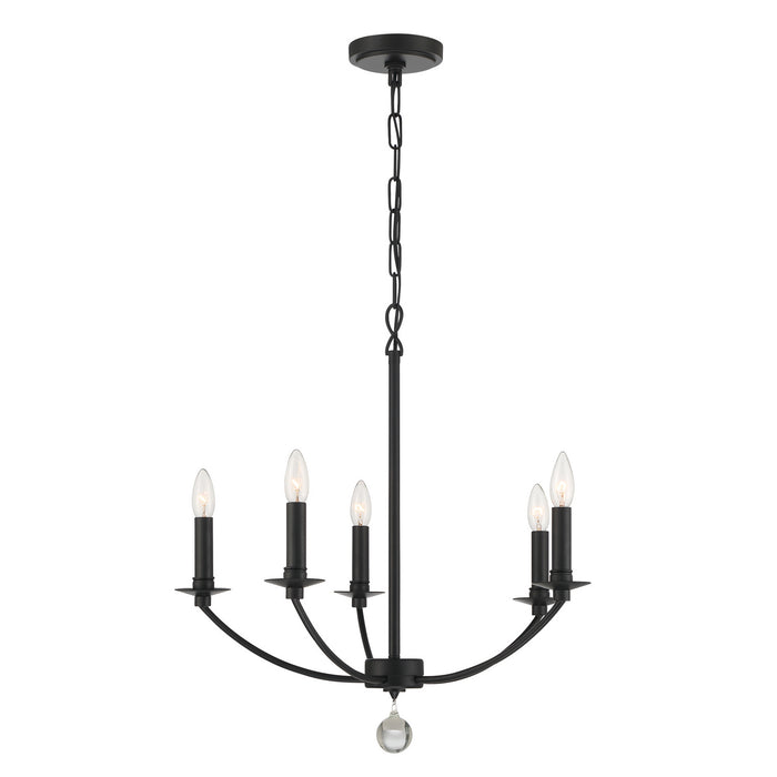 Crystorama MIL-8005-BK Five Light Chandelier, Black