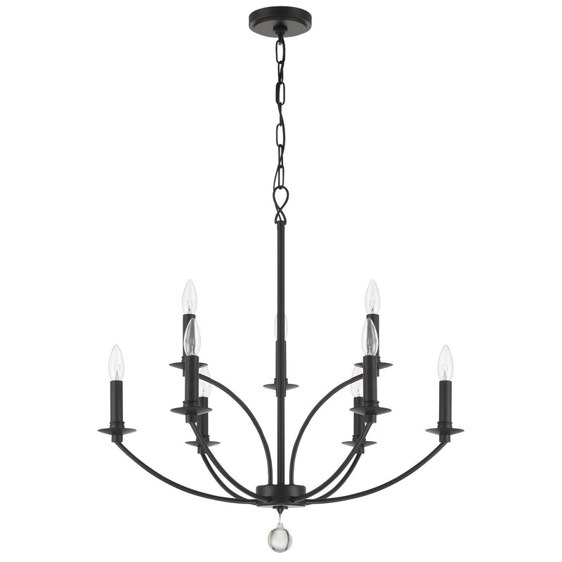 Crystorama MIL-8009-BK Nine Light Chandelier, Black