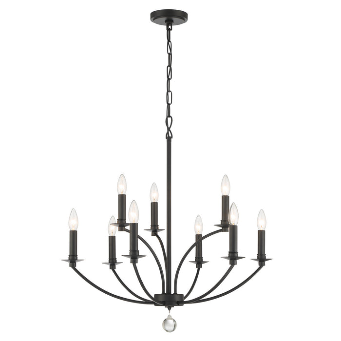 Crystorama MIL-8009-BK Nine Light Chandelier, Black
