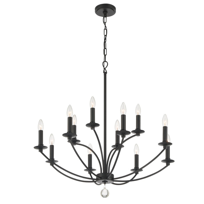 Crystorama MIL-8012-BK 12 Light Chandelier, Black (Display - Final Sale)