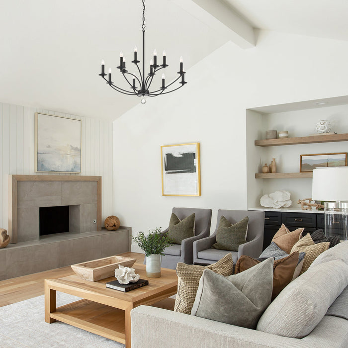 Crystorama MIL-8012-BK 12 Light Chandelier, Black (Display - Final Sale)