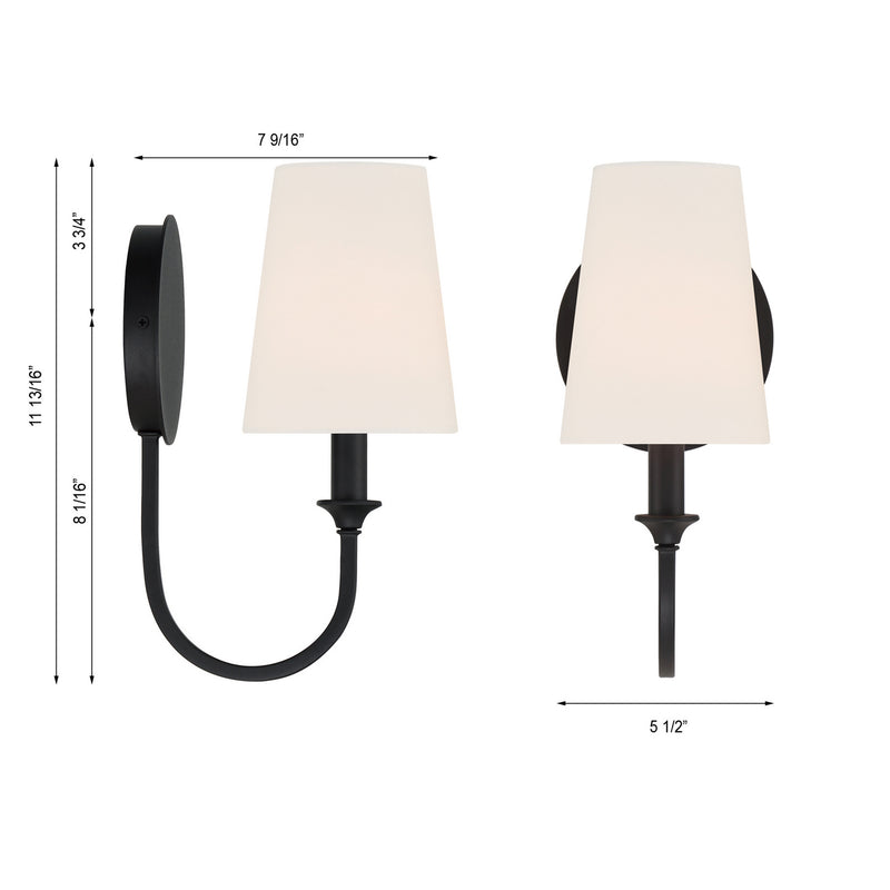 Crystorama PAY-921-BF One Light Wall Sconce, Black Forged