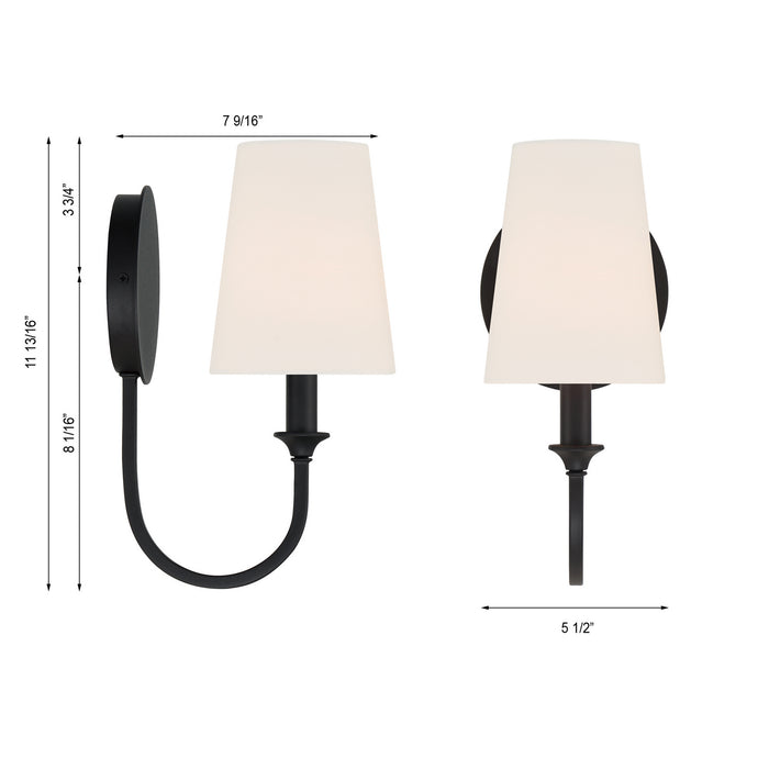 Crystorama PAY-921-BF One Light Wall Sconce, Black Forged