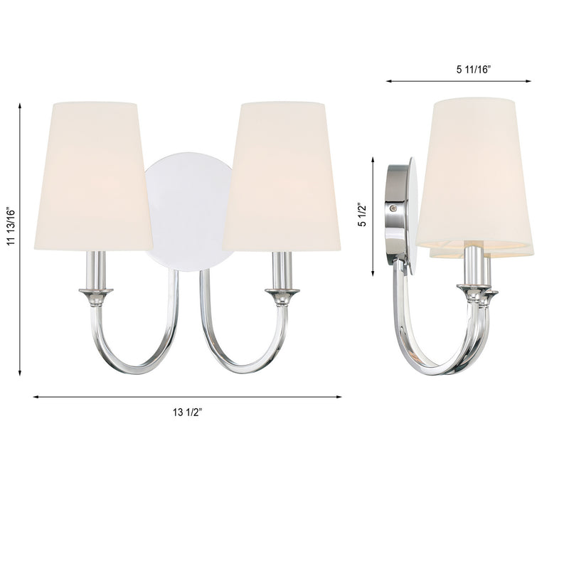 Crystorama PAY-922-CH Two Light Wall Sconce, Polished Chrome