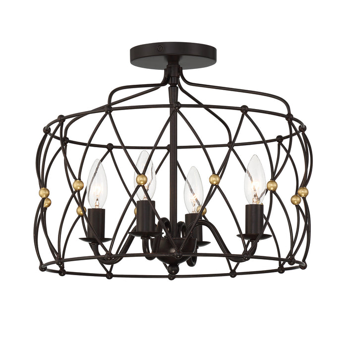 Crystorama ZUC-A9030-EB-GA_CEILING Four Light Semi Flush Mount, English Bronze + Antique Gold