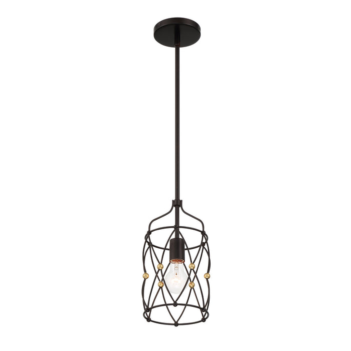 Crystorama ZUC-A9031-EB-GA One Light Pendant, English Bronze + Antique Gold