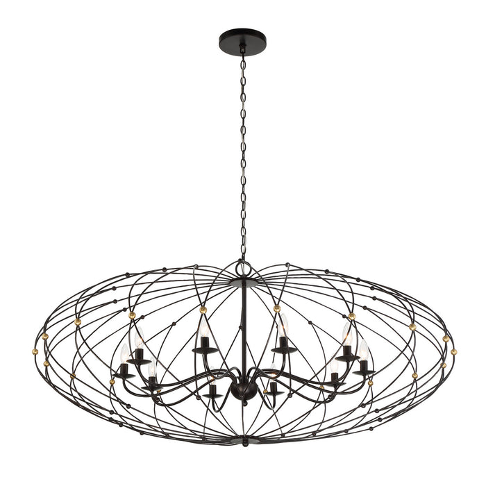 Crystorama ZUC-A9039-EB-GA Ten Light Chandelier, English Bronze + Antique Gold
