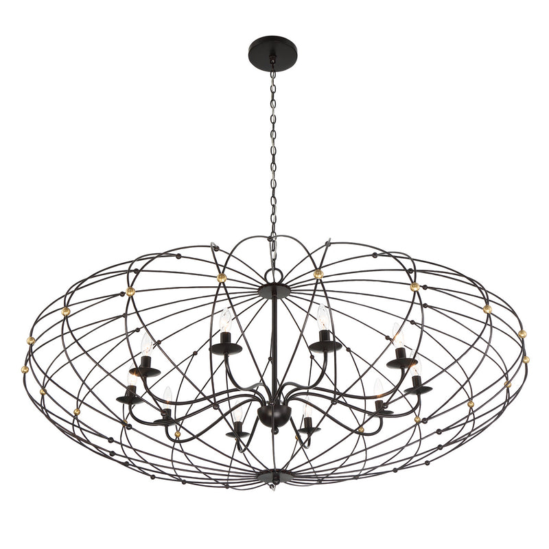 Crystorama ZUC-A9039-EB-GA Ten Light Chandelier, English Bronze + Antique Gold