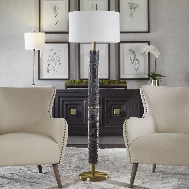 Uttermost 30102 One Light Floor Lamp, Antique Brass