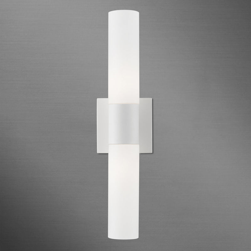 Livex Lighting 10102-03 Two Light Vanity Sconce, White w/Brushed Nickel