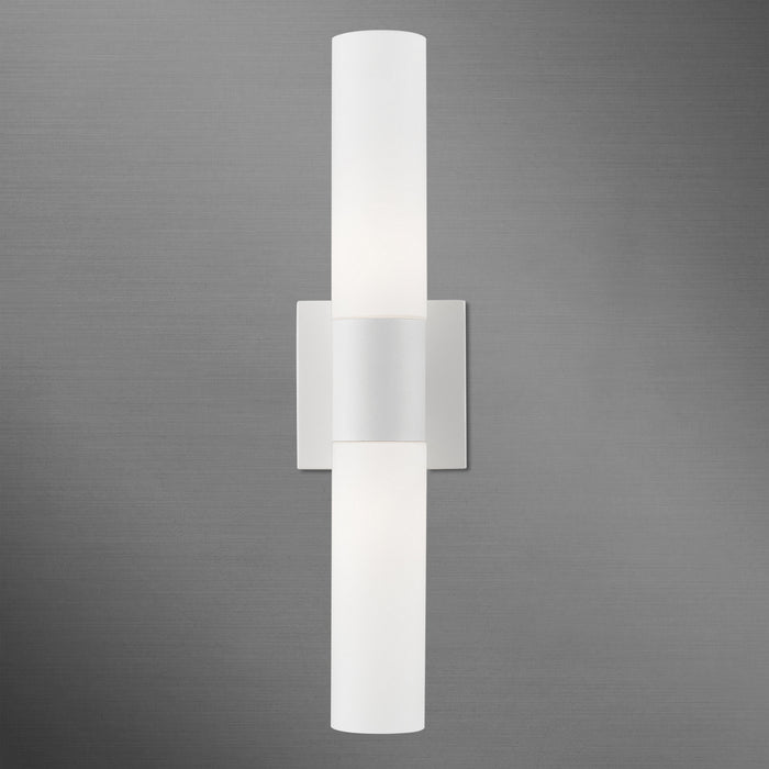 Livex Lighting 10102-03 Two Light Vanity Sconce, White w/Brushed Nickel