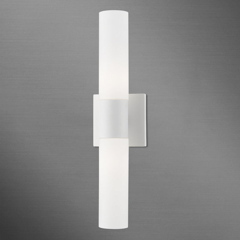 Livex Lighting 10102-03 Two Light Vanity Sconce, White w/Brushed Nickel