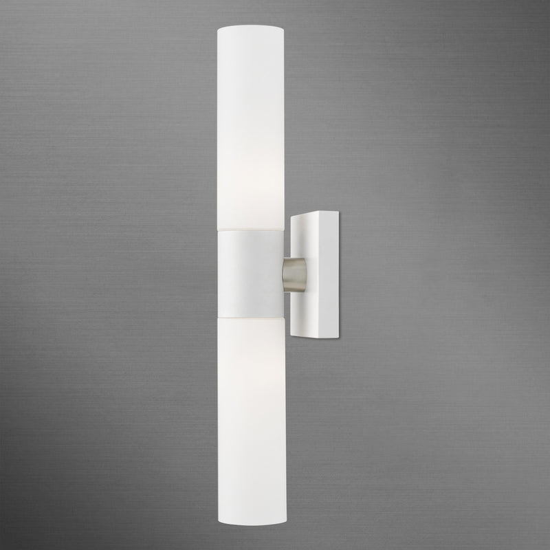 Livex Lighting 10102-03 Two Light Vanity Sconce, White w/Brushed Nickel