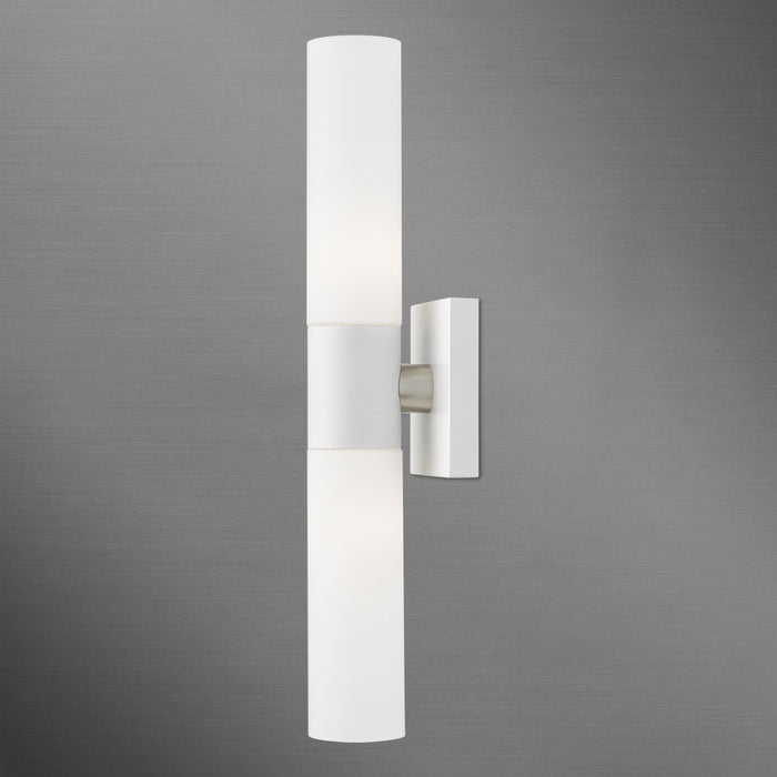 Livex Lighting 10102-03 Two Light Vanity Sconce, White w/Brushed Nickel