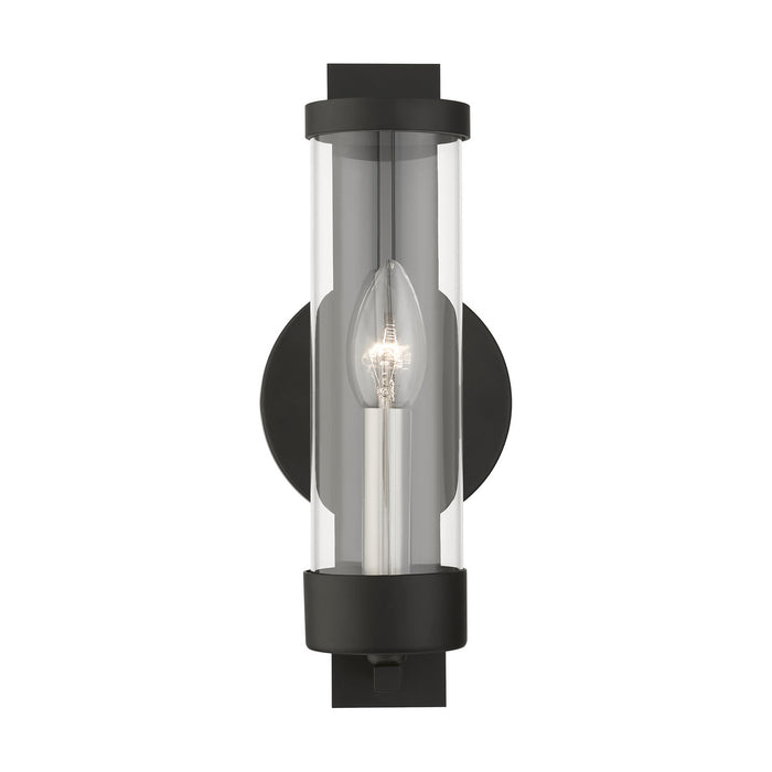 Livex Lighting 10141-04 One Light Wall Sconce, Black w/Brushed Nickel Candle