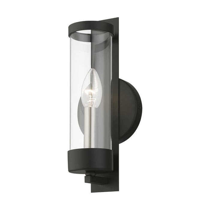 Livex Lighting 10141-04 One Light Wall Sconce, Black w/Brushed Nickel Candle