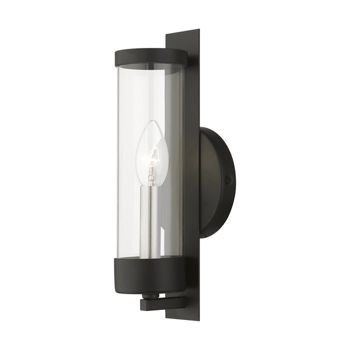Livex Lighting 10141-04 One Light Wall Sconce, Black w/Brushed Nickel Candle