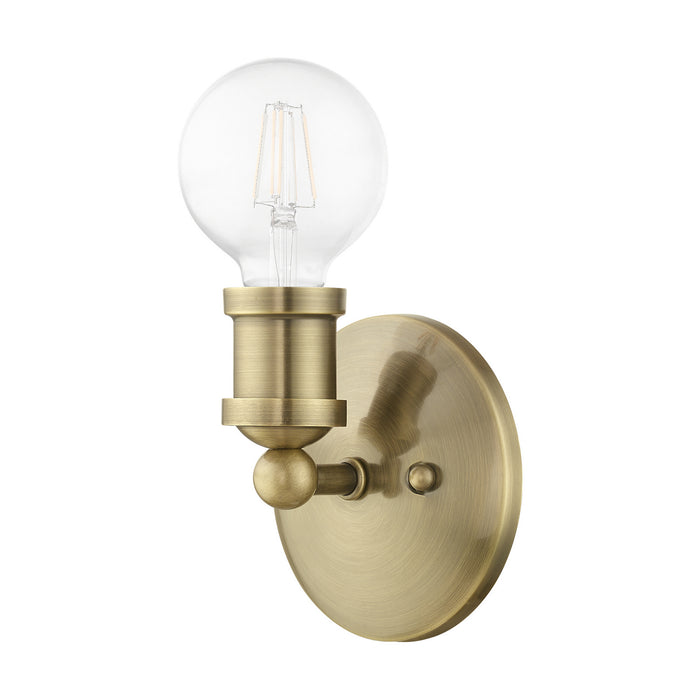 Livex Lighting 14420-01 One Light Vanity Sconce, Antique Brass
