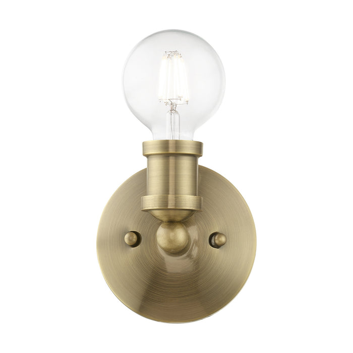 Livex Lighting 14420-01 One Light Vanity Sconce, Antique Brass