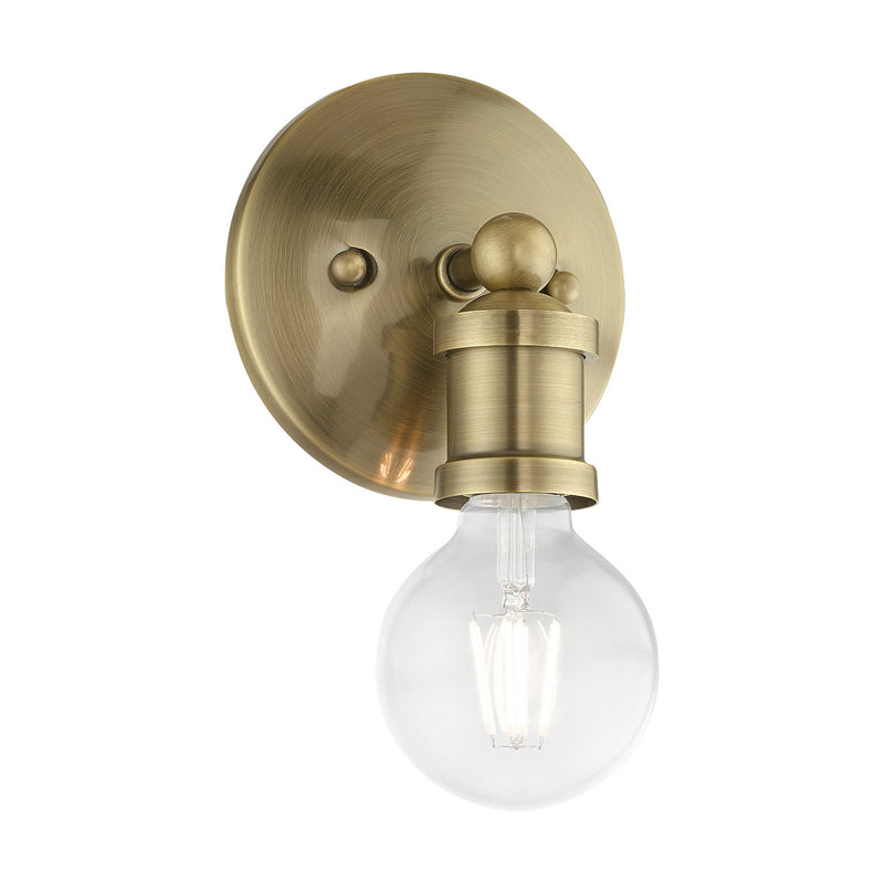 Livex Lighting 14420-01 One Light Vanity Sconce, Antique Brass