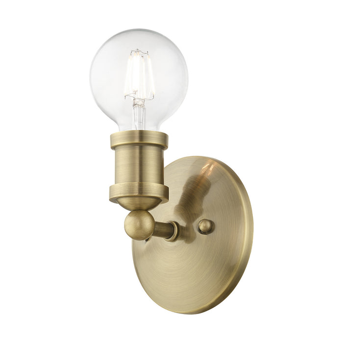 Livex Lighting 14420-01 One Light Vanity Sconce, Antique Brass