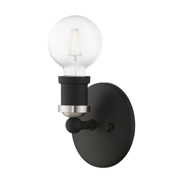 Livex Lighting 14420-04 One Light Vanity Sconce, Black w/Brushed Nickel