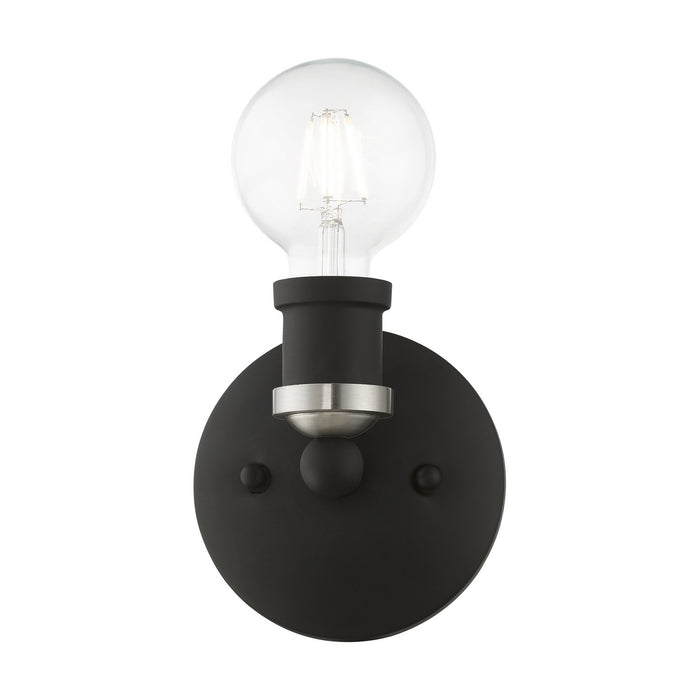 Livex Lighting 14420-04 One Light Vanity Sconce, Black w/Brushed Nickel