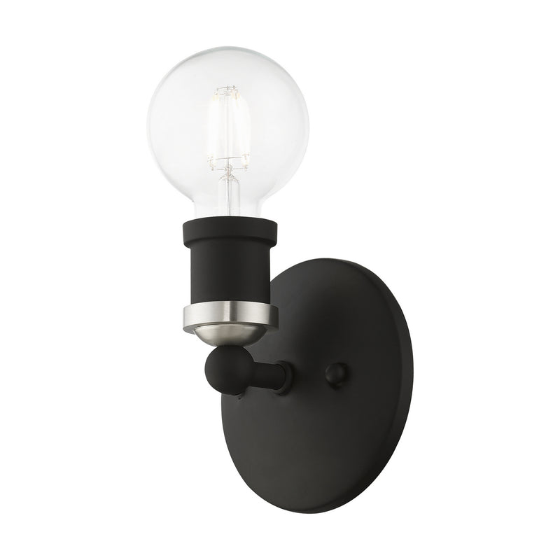 Livex Lighting 14420-04 One Light Vanity Sconce, Black w/Brushed Nickel
