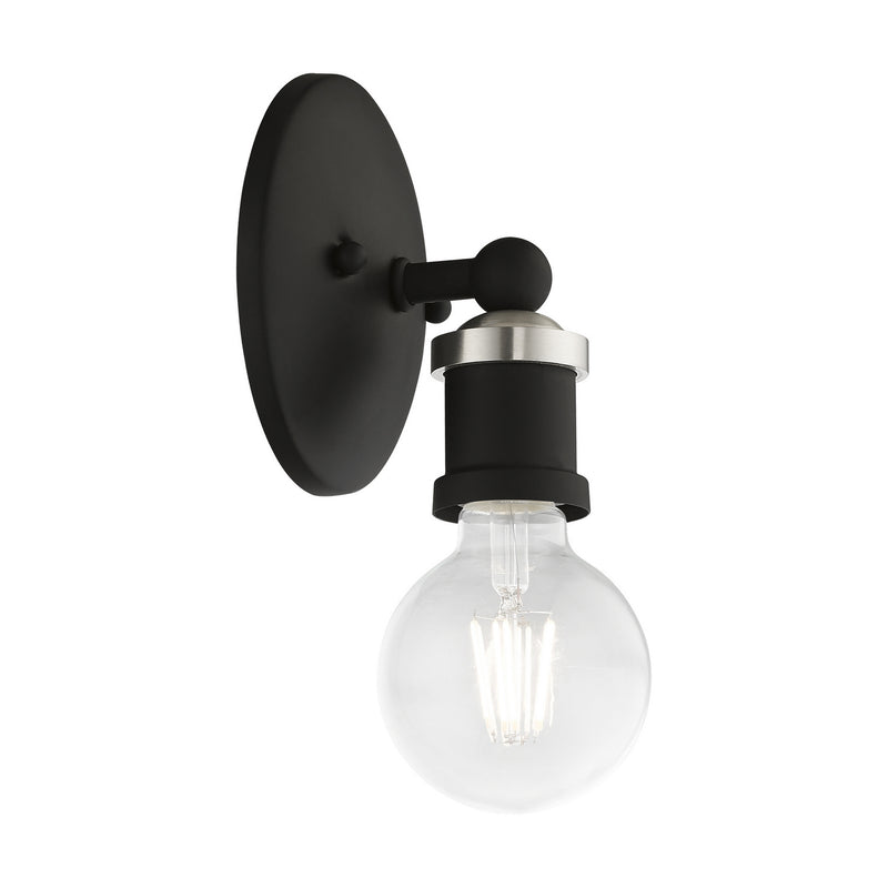 Livex Lighting 14420-04 One Light Vanity Sconce, Black w/Brushed Nickel