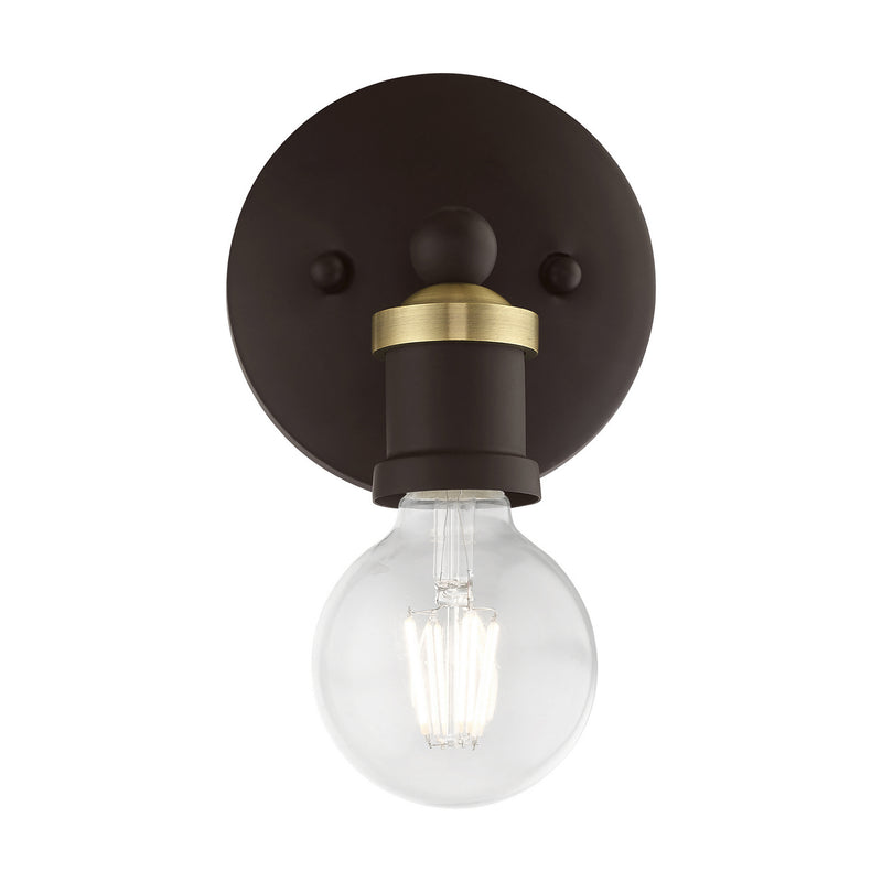 Livex Lighting 14420-07 One Light Vanity Sconce, Bronze w/Antique Brass