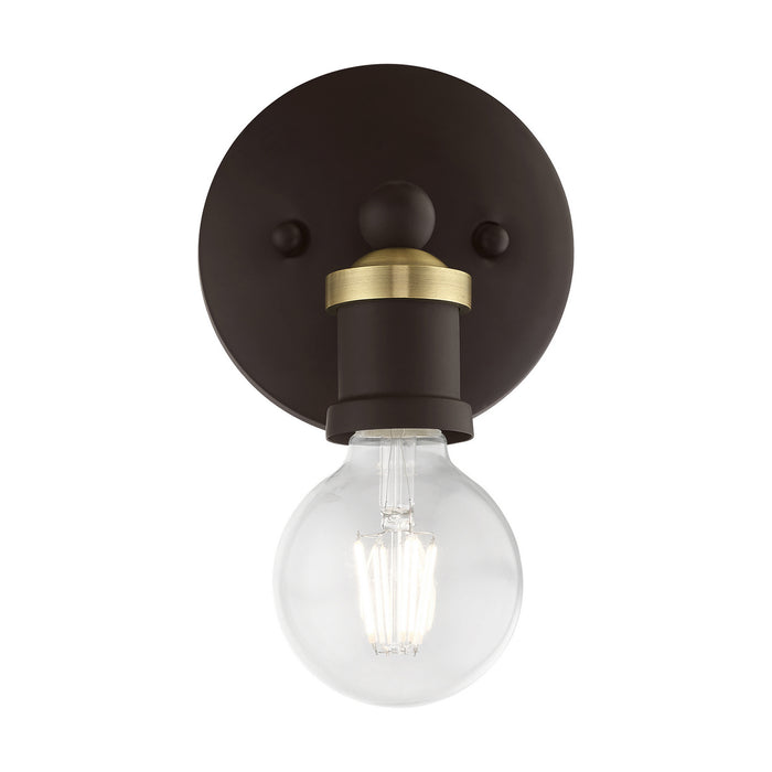 Livex Lighting 14420-07 One Light Vanity Sconce, Bronze w/Antique Brass