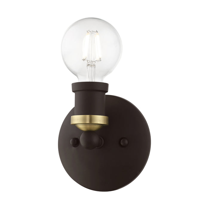 Livex Lighting 14420-07 One Light Vanity Sconce, Bronze w/Antique Brass
