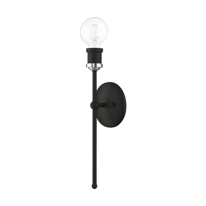 Livex Lighting 14421-04 One Light Wall Sconce, Black w/Brushed Nickel